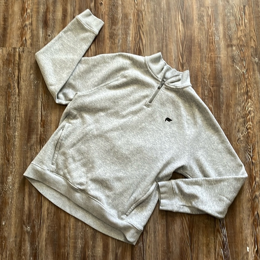 Fabletics Heathered Gray Long Sleeve Quarter Zip … - image 1